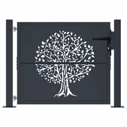 vidaXL Cancello Giardino Antracite 105x105 cm in Acciaio Design Albero - Vista aggiuntiva 3