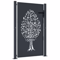 vidaXL Cancello Giardino Antracite 105x155 cm in Acciaio Design Albero - Vista aggiuntiva 2