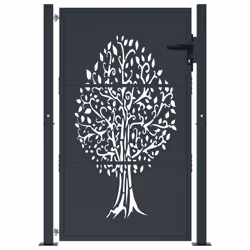 vidaXL Cancello Giardino Antracite 105x155 cm in Acciaio Design Albero - Vista aggiuntiva 3
