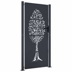 vidaXL Cancello Giardino Antracite 105x205 cm in Acciaio Design Albero - Vista aggiuntiva 2