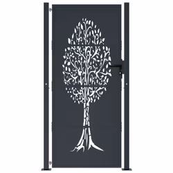 vidaXL Cancello Giardino Antracite 105x205 cm in Acciaio Design Albero - Vista aggiuntiva 3