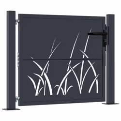 vidaXL Cancello Giardino Antracite 105x105 cm in Acciaio Design Erba - Vista aggiuntiva 2
