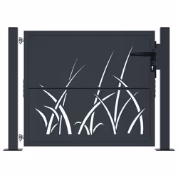 vidaXL Cancello Giardino Antracite 105x105 cm in Acciaio Design Erba - Vista aggiuntiva 3