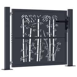 vidaXL Cancello Giardino Antracite 105x105 cm in Acciaio Design Bambù - Vista aggiuntiva 2