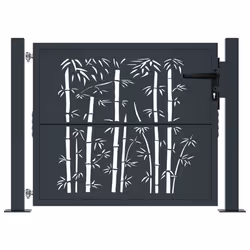 vidaXL Cancello Giardino Antracite 105x105 cm in Acciaio Design Bambù - Vista aggiuntiva 3