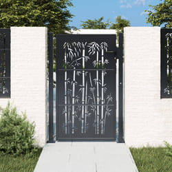 vidaXL Cancello Giardino Antracite 105x155 cm in Acciaio Design Bambù