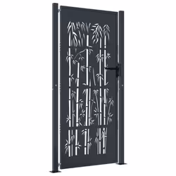 vidaXL Cancello Giardino Antracite 105x205 cm in Acciaio Design Bambù - Vista aggiuntiva 2