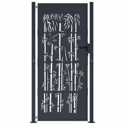 vidaXL Cancello Giardino Antracite 105x205 cm in Acciaio Design Bambù - Vista aggiuntiva 3