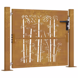 vidaXL Cancello da Giardino 105x80 cm in Acciaio Corten Design Bambù - Vista aggiuntiva 2