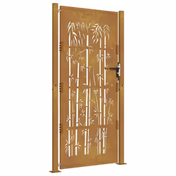 Cancello da Giardino 105x205 cm in Acciaio Corten Design Bambùcod mxl 104395 - Vista aggiuntiva 2