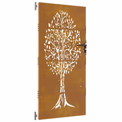 Cancello da Giardino 85x175 cm in Acciaio Corten Design Alberocod mxl 102951 - Vista aggiuntiva 2