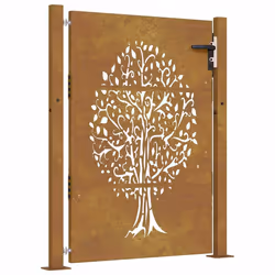 vidaXL Cancello da Giardino 105x155 cm in Acciaio Corten Design Albero - Vista aggiuntiva 2