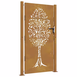 vidaXL Cancello da Giardino 105x205 cm in Acciaio Corten Design Albero - Vista aggiuntiva 2