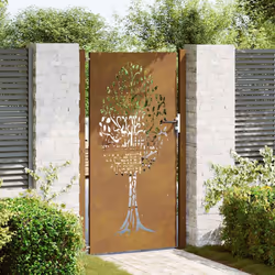 vidaXL Cancello da Giardino 105x205 cm in Acciaio Corten Design Albero - Vista aggiuntiva 3