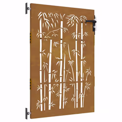 Cancello da Giardino 85x125 cm in Acciaio Corten Design Bambùcod mxl 128633 - Vista aggiuntiva 2