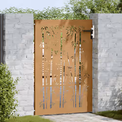 Cancello da Giardino 85x125 cm in Acciaio Corten Design Bambùcod mxl 128633 - Vista aggiuntiva 3