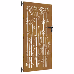 Cancello da Giardino 85x175 cm in Acciaio Corten Design Bambùcod mxl 126927 - Vista aggiuntiva 2
