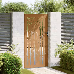 Cancello da Giardino 85x175 cm in Acciaio Corten Design Bambùcod mxl 126927 - Vista aggiuntiva 3