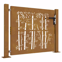 vidaXL Cancello da Giardino 105x105 cm in Acciaio Corten Design Bambù - Vista aggiuntiva 2