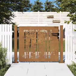 vidaXL Cancello da Giardino 105x105 cm in Acciaio Corten Design Bambù - Vista aggiuntiva 3