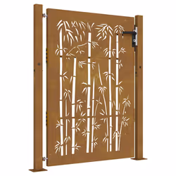 vidaXL Cancello da Giardino 105x130 cm in Acciaio Corten Design Bambù - Vista aggiuntiva 2