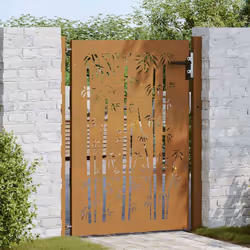 vidaXL Cancello da Giardino 105x130 cm in Acciaio Corten Design Bambù - Vista aggiuntiva 3
