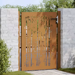 Cancello da Giardino 105x155 cm in Acciaio Corten Design Bambùcod mxl 127701 - Vista aggiuntiva 3