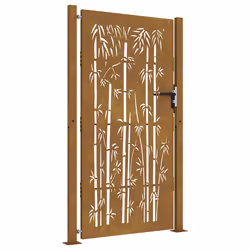 Cancello da Giardino 105x205 cm in Acciaio Corten Design Bambùcod mxl 128262 - Vista aggiuntiva 2