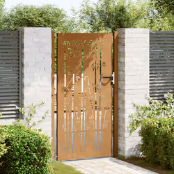 Cancello da Giardino 105x205 cm in Acciaio Corten Design Bambùcod mxl 128262 - Vista aggiuntiva 3