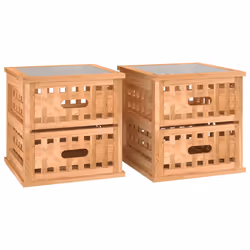 Comodini 2 pz 34x34x34 cm in Legno Massello di Nocecod mxl 73379