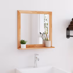Aggiungete un tocco in stile minimalistico ai vostri interni con questo specchio da parete in legno! Legno massello di noce:  ...