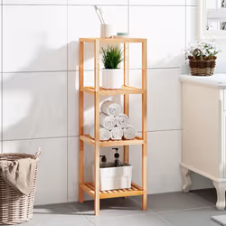 Questo scaffale da bagno in legno vi permette di sfruttare al meglio lo spazio verticale in bagno, lavanderia, balcone, ecc.  ...