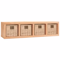 Scaffale a Muro con Cestini 62x18x16 cm Legno Massello Nocecod mxl 113681 - Vista aggiuntiva 2