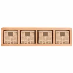 Scaffale a Muro con Cestini 62x18x16 cm Legno Massello Nocecod mxl 113681 - Vista aggiuntiva 3