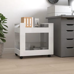 Carrello Scrivania bianco lucido 60x45x60 cm Legno Multistrato Vidaxl 7087