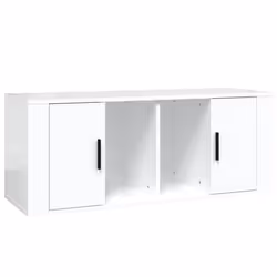 vidaXL Mobile Porta TV Bianco Lucido 100x35x40 cm in Legno Multistrato - Vista aggiuntiva 2