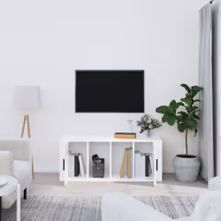vidaXL Mobile Porta TV Bianco Lucido 100x35x40 cm in Legno Multistrato - Vista aggiuntiva 3