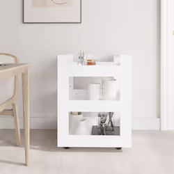vidaXL Carrello da Cucina Bianco 60x45x80 cm in Legno Multistrato - Vista aggiuntiva 3
