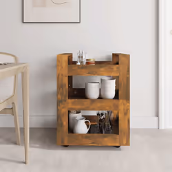 vidaXL Carrello da Cucina rovere fumo 60x45x80 cm Legno Multistrato - Vista aggiuntiva 3