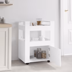 vidaXL Carrello da Cucina Bianco 60x45x80 cm in Legno Multistrato - Vista aggiuntiva 3