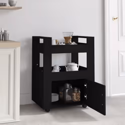 vidaXL Carrello da Cucina Nero 60x45x80 cm in Legno Multistrato - Vista aggiuntiva 3