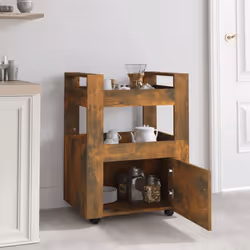 vidaXL Carrello da Cucina rovere fumo 60x45x80 cm Legno Multistrato - Vista aggiuntiva 3