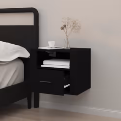 vidaXL Comodino a Muro Nero 50x36x40 cm - Vista aggiuntiva 3