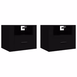vidaXL Comodini a Muro 2 pz Nero 50x36x40 cm - Vista aggiuntiva 2