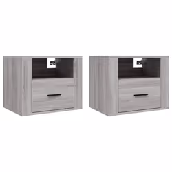 vidaXL Comodini a Muro 2 pz Grigio Sonoma 50x36x40 cm - Vista aggiuntiva 2