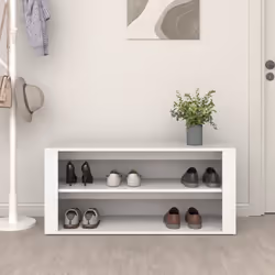 vidaXL Scarpiera Bianca 100x35x45 cm in Legno Multistrato - Vista aggiuntiva 3