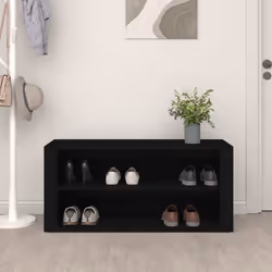 vidaXL Scarpiera Nera 100x35x45 cm in Legno Multistrato - Vista aggiuntiva 3