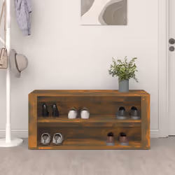 vidaXL Scarpiera Rovere Fumo 100x35x45 cm in Legno Multistrato - Vista aggiuntiva 3