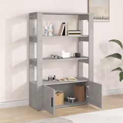 vidaXL Credenza Grigio Cemento 80x30x119,5 cm in Legno Multistrato - Vista aggiuntiva 3