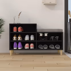 vidaXL Scarpiera Nera 102x36x60 cm in Legno Multistrato - Vista aggiuntiva 3